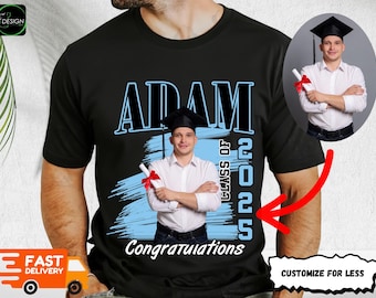2026 Custom Graduation Bootleg Shirt | Personalized Photo Senior T-Shirt | Custom Graduate Portrait Tee | Class of 2026 Graduation Gift