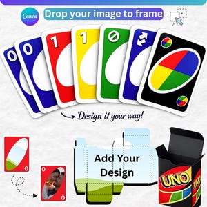 UNO Style Card Game Template Canva, Editable Playing Cards, Custom Photo Card Deck, Printable Party Game, Gift Box Template