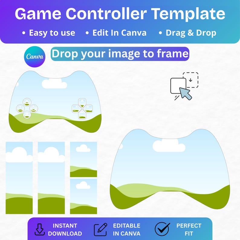 Game Controller Template Canva, Editable Controller Skin Template ...