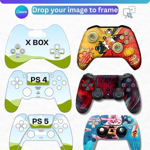 Game Controller Canva Template Bundle | PS5 Controller Skin Template | PS4 Controller Wrap | Xbox Controller Template | Gaming Party Favor