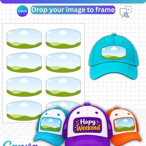 Hat Patch Template, Trucker Hat Party Canva, Leather Patch SVG Cut File, Iron On Sublimation Design, Small Business Logo Patch Kit