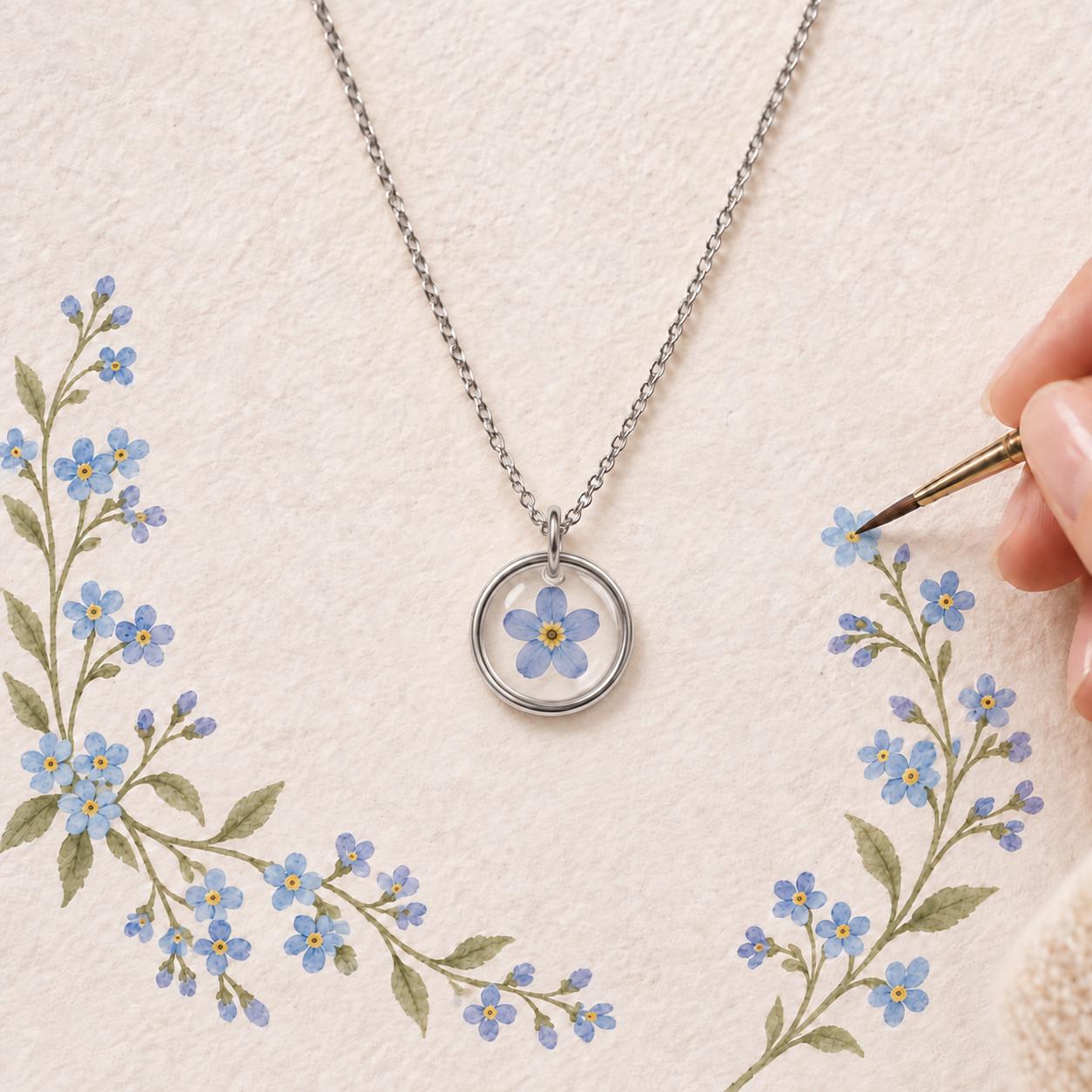Forget Me Not Necklace Sterling - Etsy
