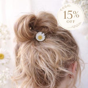 Forcina per capelli in bronzo antico con margherita / Fiori pressati / Unica / Boho chic