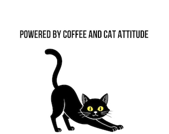 Black Cat Wall Art Printable | Coffee Cat Illustration | Minimalist Cat Art | Digital Download | Modern Home Decor