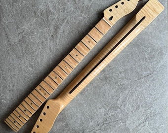 T-Style Guitar Neck – 22 Fret Natural Flame Maple, C Profile, Natural Gloss Finish