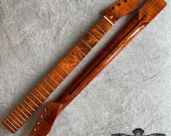 Telecaster Tiger Flame Maple guitar Neck – 22-Fret, Roasted Finish