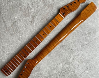 Tele electric guitar Neck Lion Flame Maple 21 fretboard