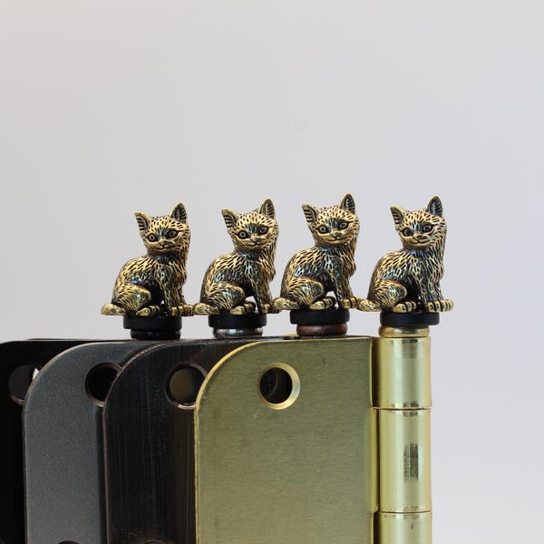 Brass Cat Hinge Head; Magnetic Door Topper.