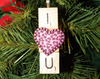 I Heart U Scrabble Ornament 7440