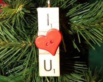 I Heart U Scrabble Ornament 7439