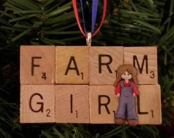 Farm Girl Scrabble Ornament