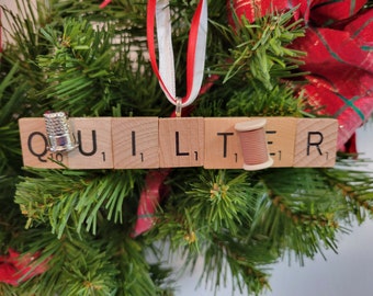 Quilter Scrabble Ornament