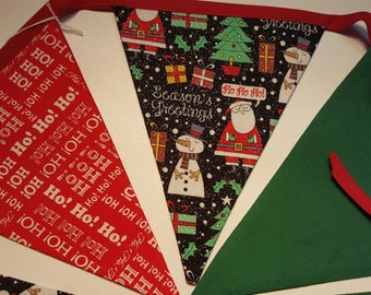 Glittery Santa & Snowman Fabric Bunting 5849