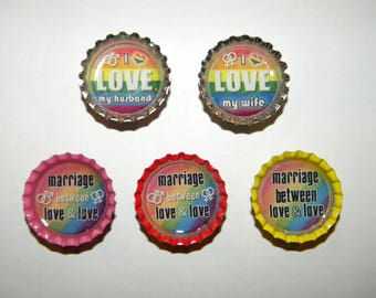 Gay Marriage Bottlecap Magnet