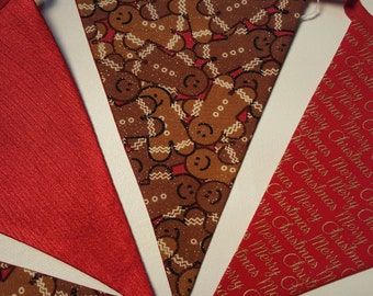 Gingerbread & Merry Christmas Fabric Bunting 1118