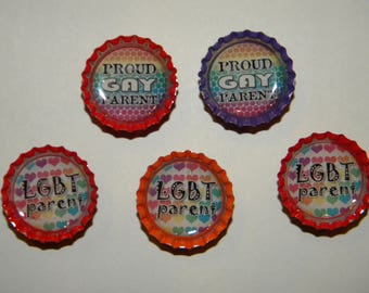 Proud Gay/LGBT Parent Bottlecap Magnet