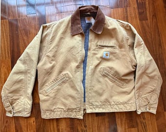 Chaqueta Carhartt Detroit de lona de pato color canela con forro tipo manta vintage para hombre XL J01 BRN