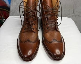 Alan Payne Genuine Leather Wingtip Lace Up Boots Mens Brown Size 9