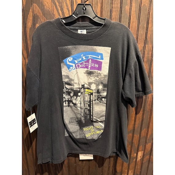 Vintage 1993 Spin Doctors Summer Tour Shirt Pocket Full of Kryptonite Black XL