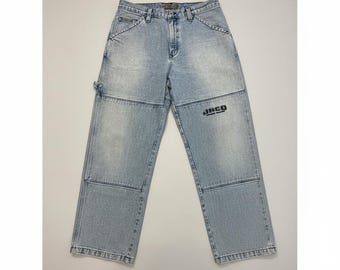 Vintage JNCO Jeans Mens 38x32 Light Wash Baggy Double Knee Carpenter Pants USA