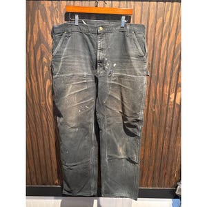 Carhartt B01 Double Knee Work Pants Mens 43x30 Distressed Black Carpenter Duck