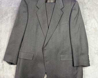 Completo giacca e pantaloni da uomo a spina di pesce grigio Richard Roberts