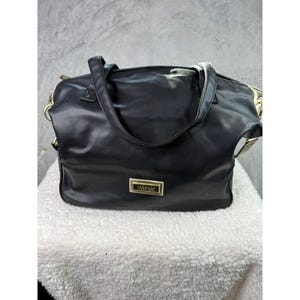 Versace Black Faux Leather Tote Bag Gold Medusa Logo Chain Strap image 1