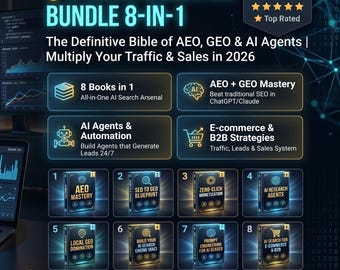 Pack 8-en-1 pour dominer la recherche IA | La bible des agents AEO, géolocalisés et IA | Multipliez votre trafic et vos ventes en 2026 | ChatGPT, Perplexity, Claude