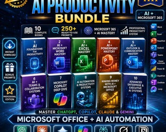 L'empire de la productivité IA | 10 livres sur l'utilisation de ChatGPT, Copilot, Claude et Gemini dans Excel, Word, PowerPoint, Outlook et Teams — Plus de 250 exemples