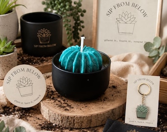Bougie de soja succulente coulée à la main | Décoration d'intérieur pour amoureux des plantes