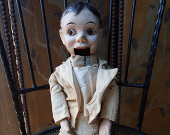 Vintage creepy Charlie McCarthy/ dummy Dan ventriloquist dummy doll