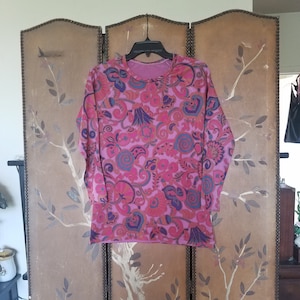 60er Lila und Pink abstraktes psychedelisches Langarm Top