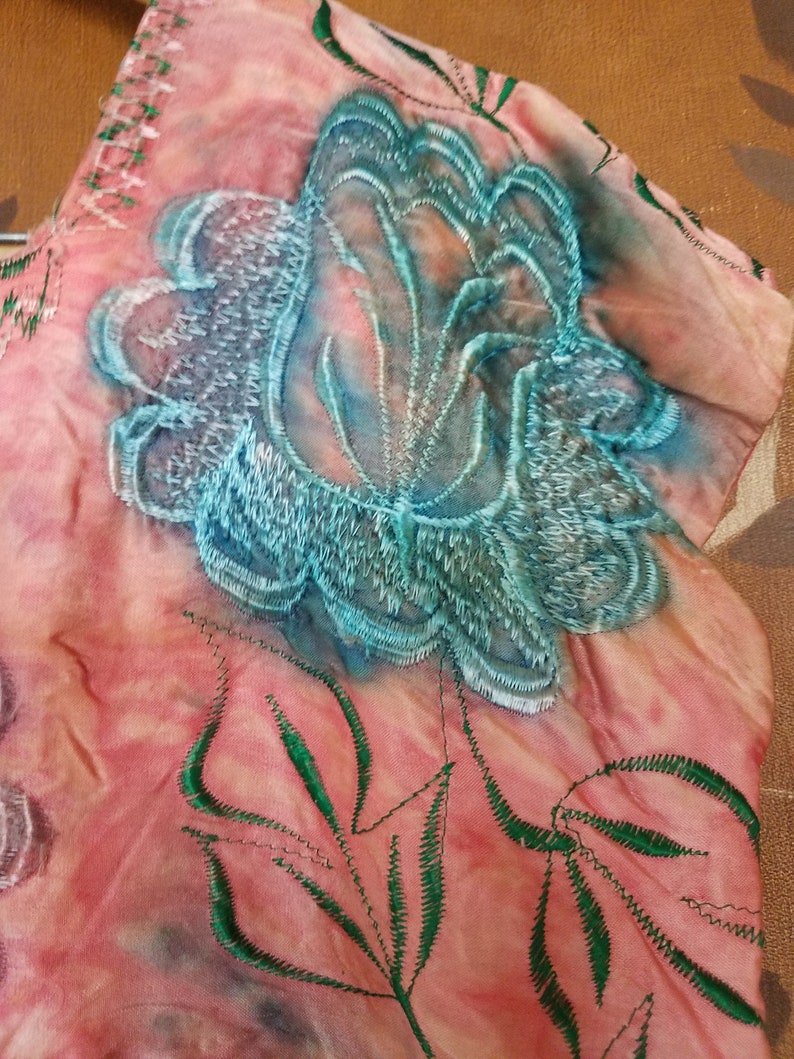 70s exquisite embroidered dye blouse with Hollywood Costumers Portland Or label