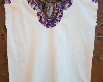 70s unisex cheesecloth embroidered hippie peasant blouse