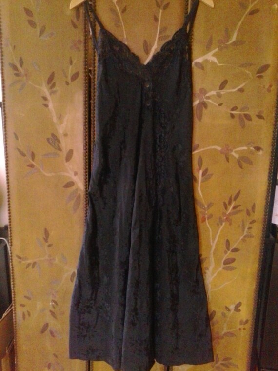 Vintage Eve Stillman Couture black maxi night slip