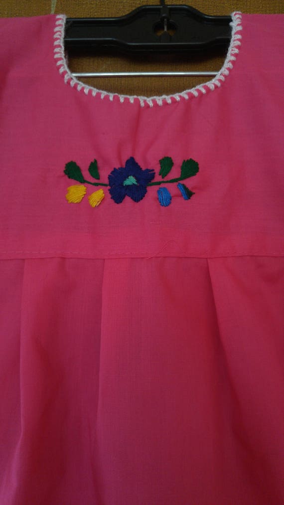 70s hot pink Mexican embroidered small womens / g… - image 10