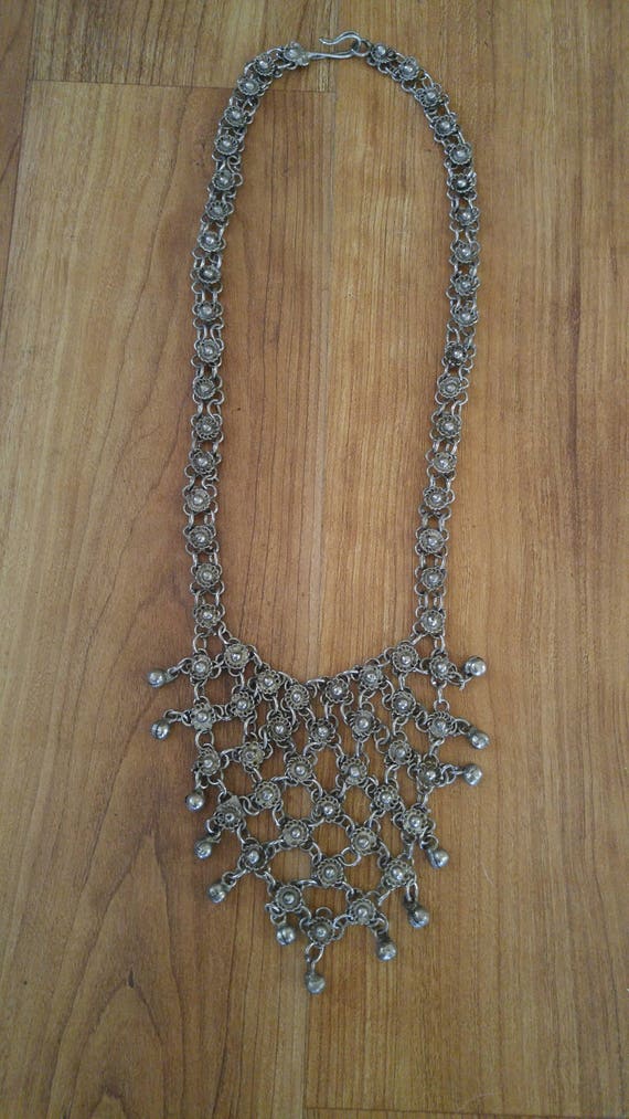 80s Indian boho / hippie chain maille bib necklace - image 2