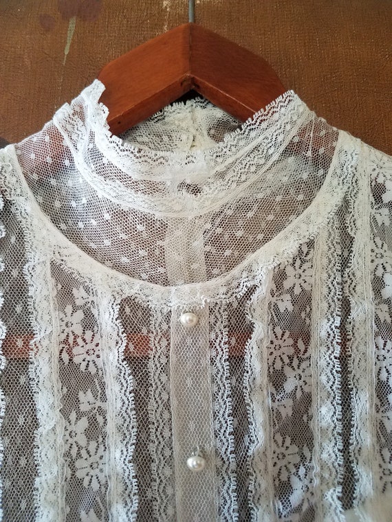 70s ivory sheer lace Victorian style Gunne Sax ma… - image 8