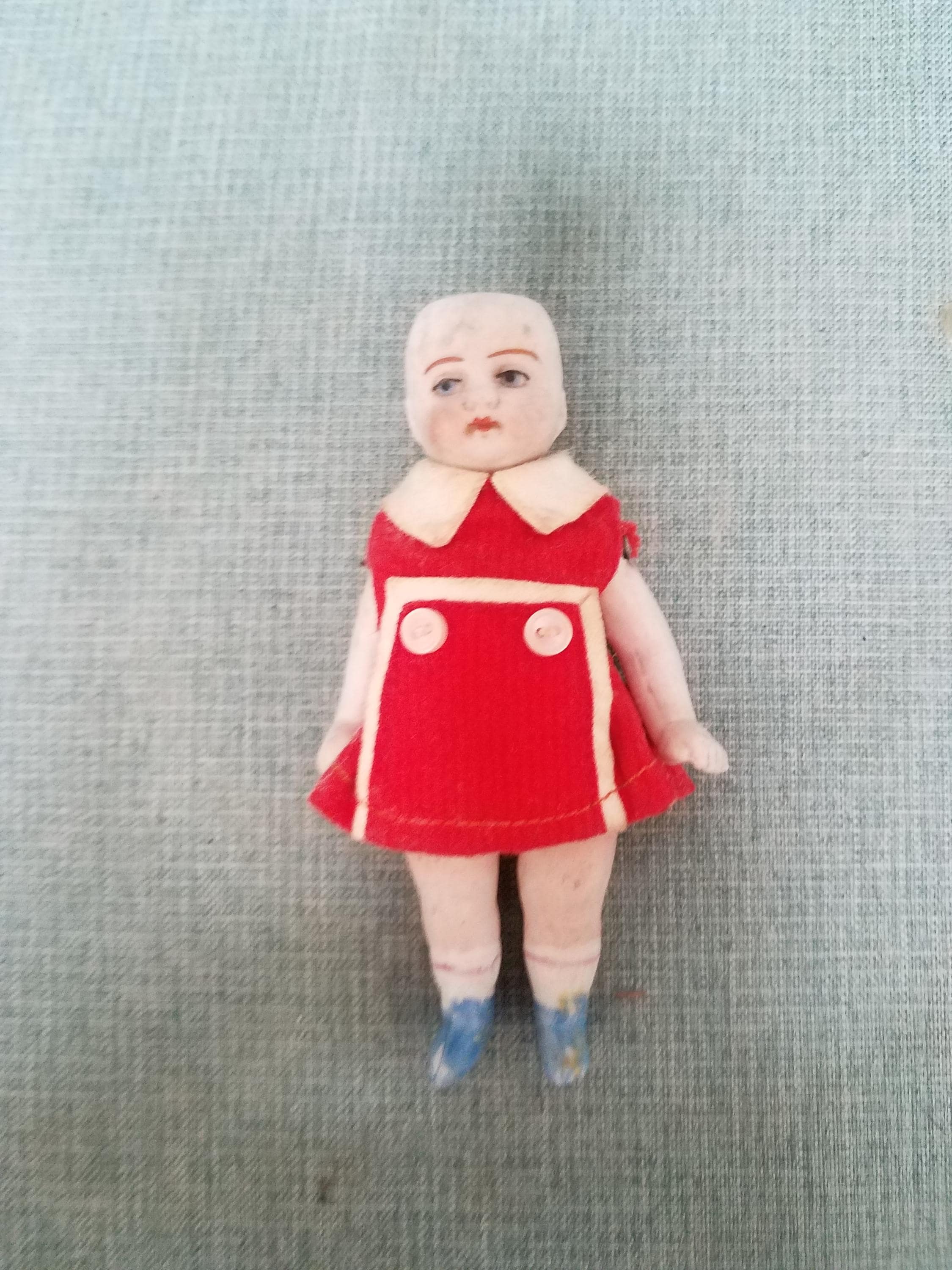 Poupée Miniature Ancienne Mignonette 8,5 Cm - Biscuit, Bras Articulés, France 1890