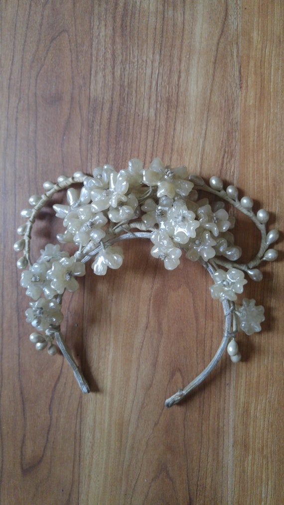 1900's wax flower bridal head piece / tiara