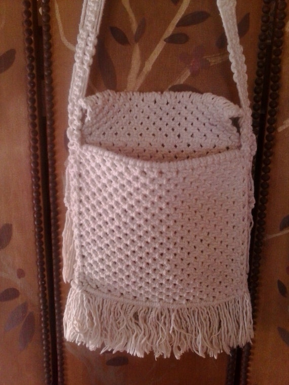 70s macrame beaded and fringed hippie boho bag - image 4