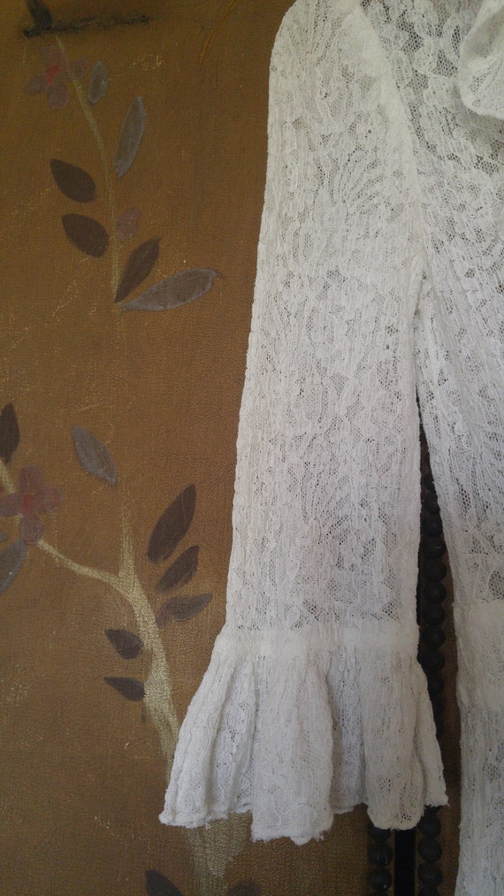 Long White Lace Open Duster With Black Trim