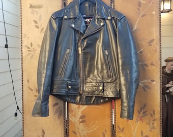 80s LEE TREVOR Black Biker Leather Jacket - Etsy