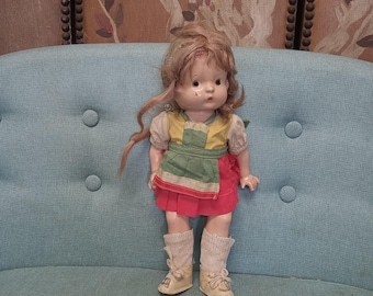 Samengestelde Patsy-pop uit de jaren 30 van Effanbe in originele outfit