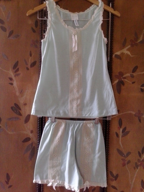 80s Neiman Marcus turquoise and cream lace pantie 