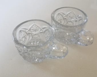 1900s EAPG pressed glass childrens cups by LE Smith glass
