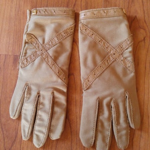 70s tan leather trim driving gloves by Finale