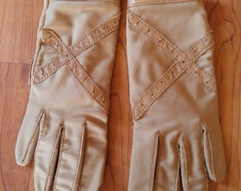 Guantes de conducción de cuero bronceado de los años 70 por Finale