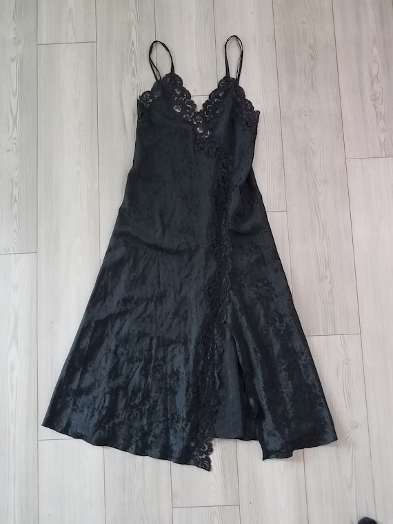 Vintage Eve Stillman Couture black maxi night slip