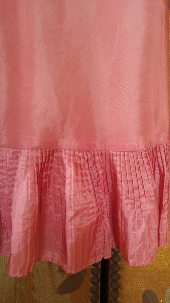 50s dusky pink silky slip underdress with pleated… - image 4